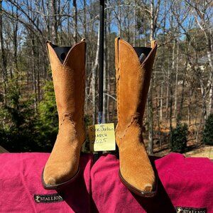 SOLD! Pair of Stallion Camel Color Sueded Kidskin Cowgirl Boots in size 8.5C